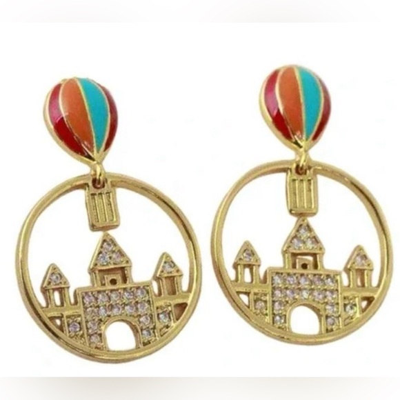 Kate Spade New York Golden Hot Air Balloon Crystal Castle Drop Earrings NEW - Picture 5 of 5